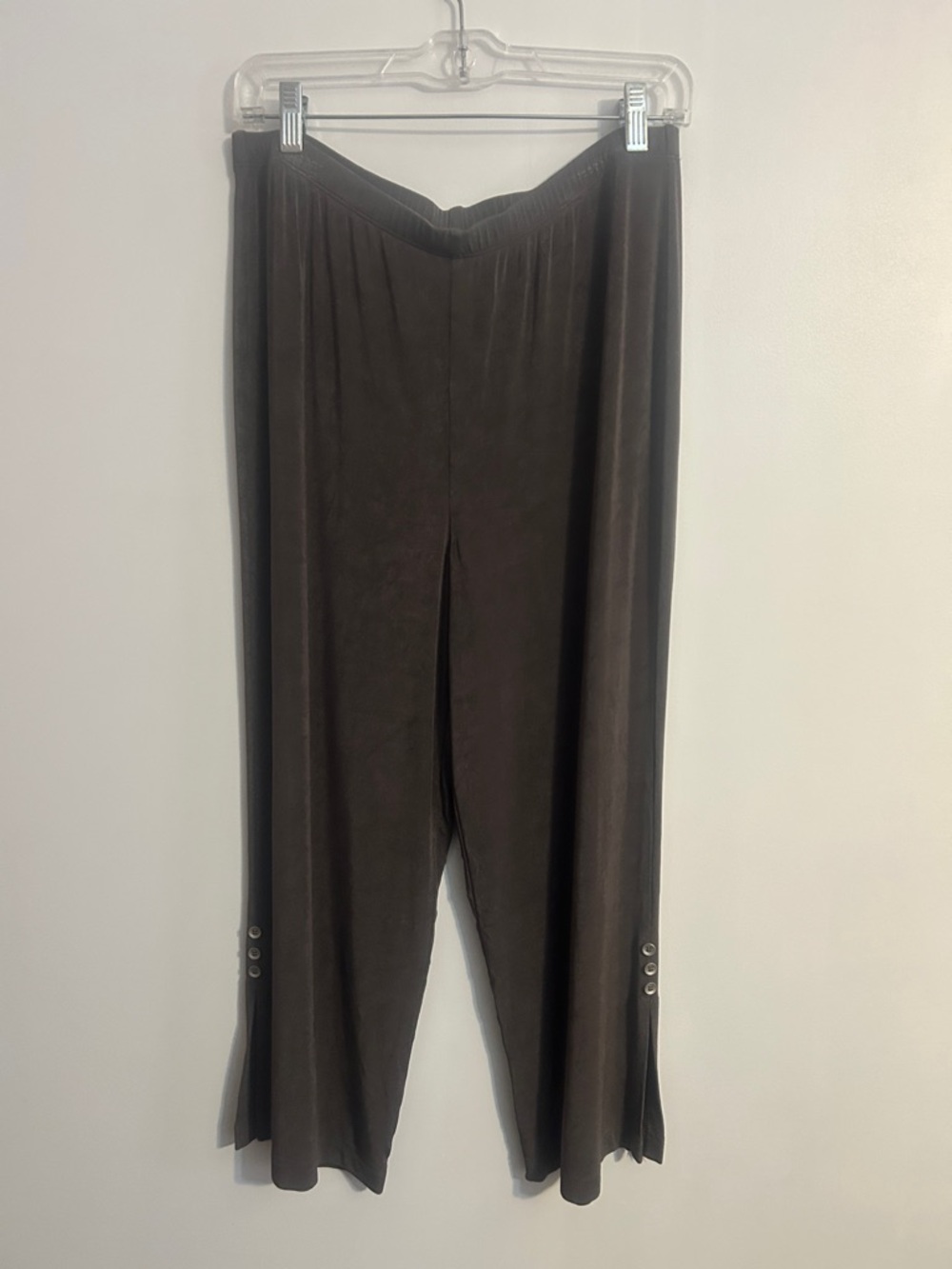 Travelers by Chico's  Pull-On Pants in Gray with button on bottom hem